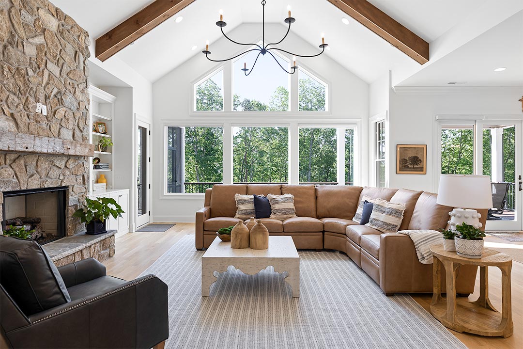 custom home living room