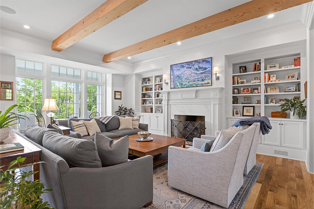 custom home living room