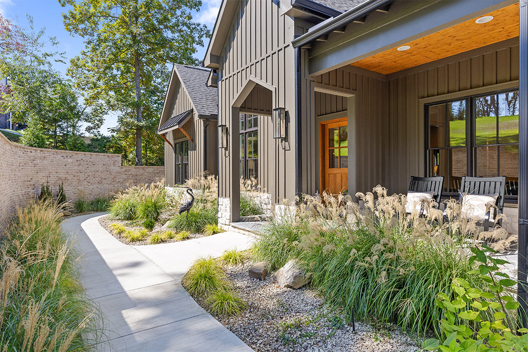 custom home front exterior and walkway